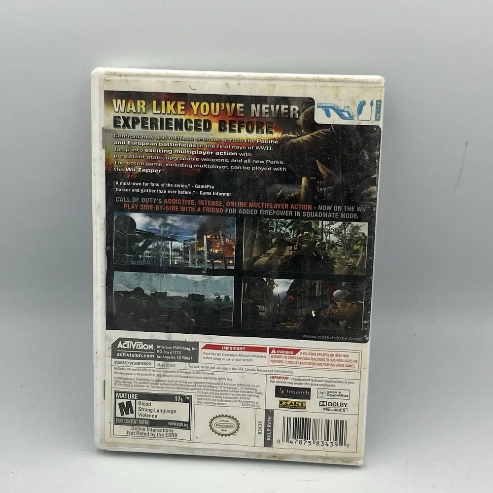 Call of Duty: World at War - Nintendo Wii Complete w/ Manual TESTED Damaged Case